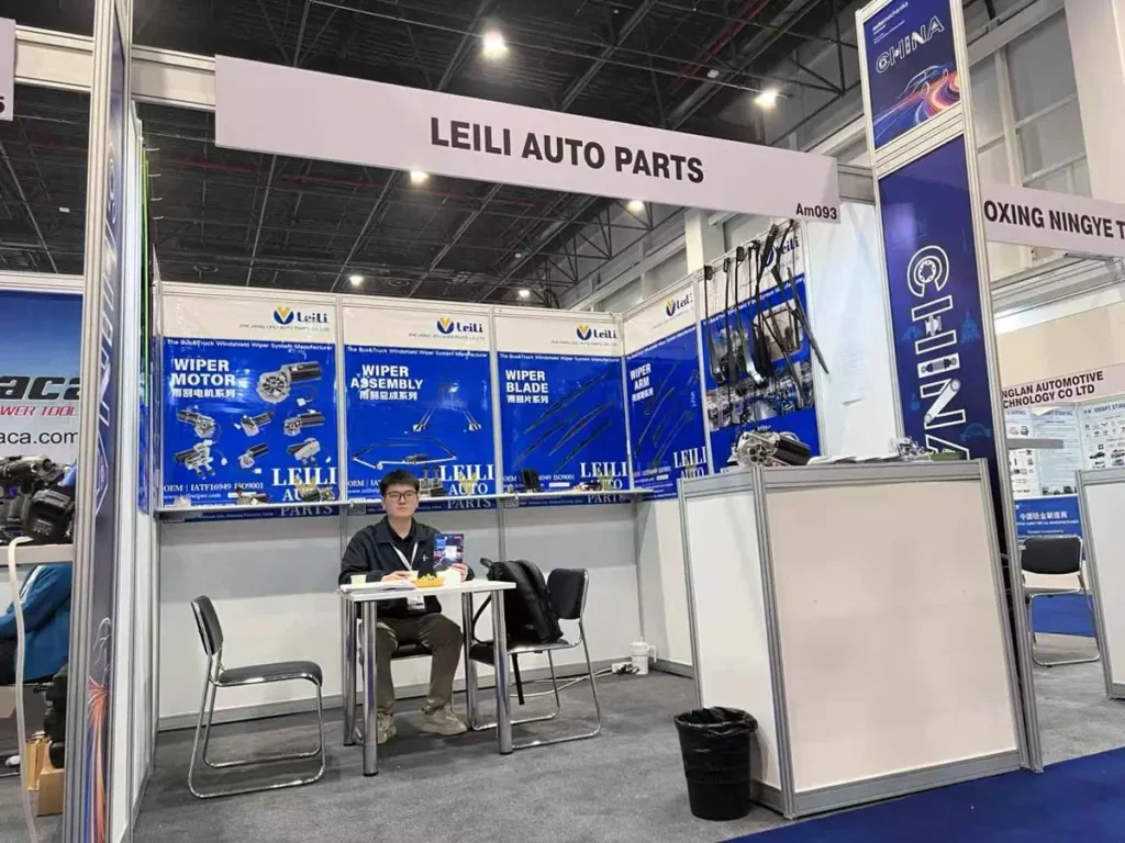 LEILI Booth Am093 at Automechanika Tashkent 2025, wiper motor and blade series on display