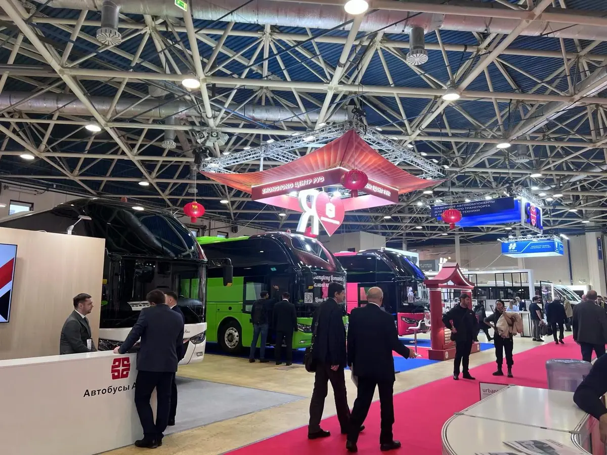 Bus exhibits in the ComTrans 2024 exhibition hall in Moscow